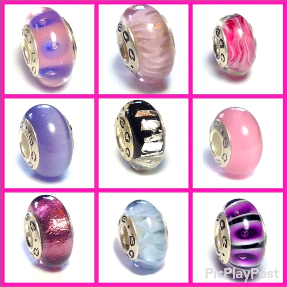 3 for $20 Murano glass charms .925 sterling silver